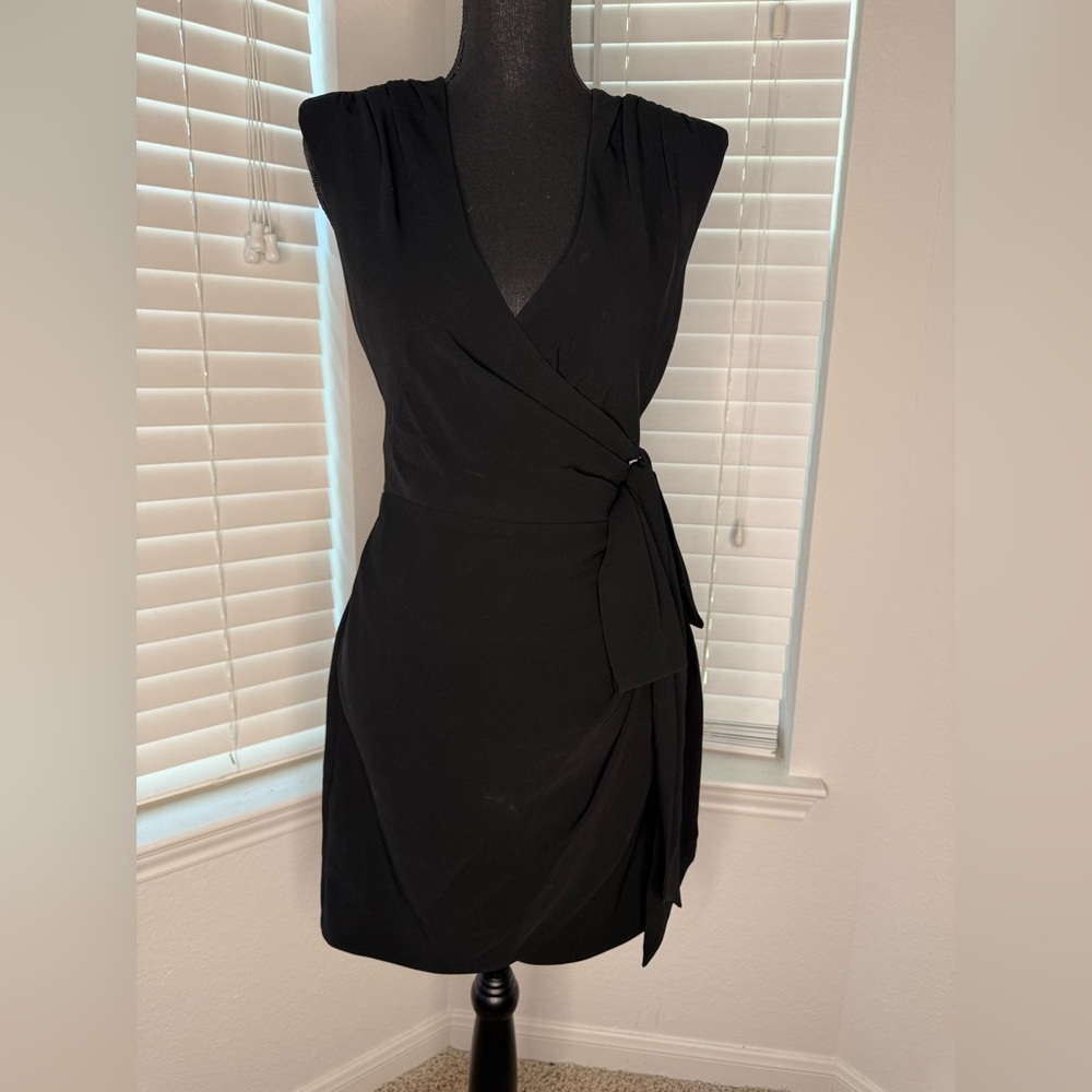 Cinq à Sept Black Mini Wrap Dress